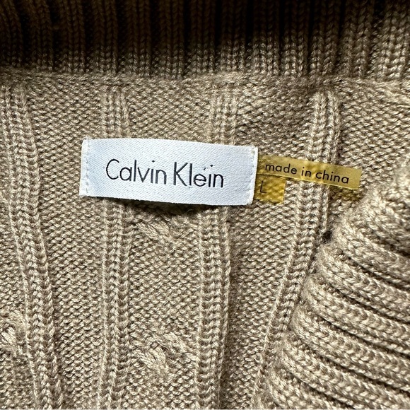 Calvin Klein Cable Knit Faux Wrap Sweater Dress size L - Picture 4 of 5